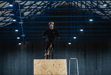 BMX rider performing a trick.